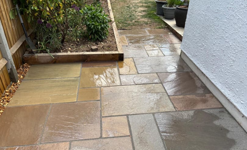 Natural stone patio installed by Test Valley Paving